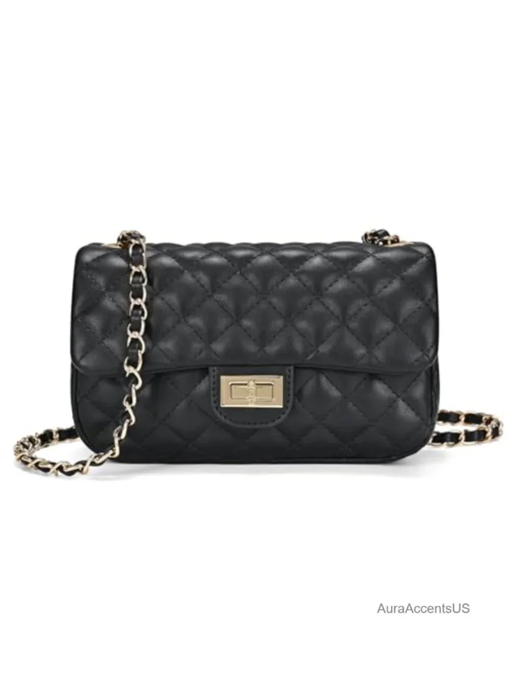 Quilted Crossbody Bag for Women, Soft Faux Leather Mini Handbag, Vegan Clutch